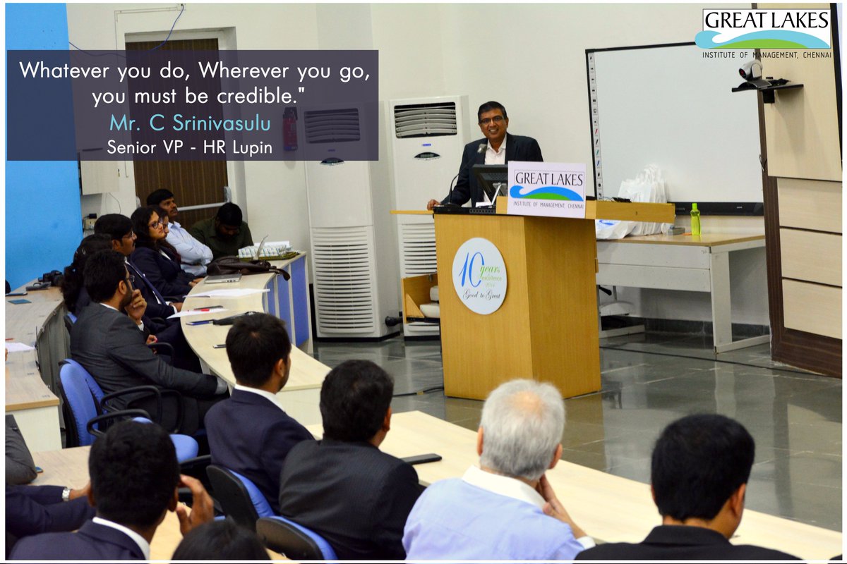 Mr. C Srinivasulu, Senior VP - HR Lupin delivering the Key Note Address at the Pharma day event at @GreatLakes_MBA #pharmaday #GLIQ