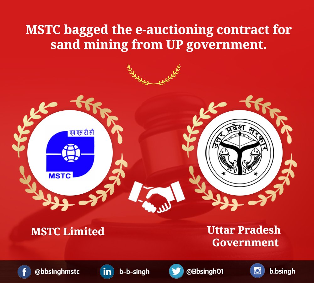 BbSingh01's tweet photo. MSTC procured the contract to auction sand mining blocks in UP.
#egovernance #mstcindia #upgov #eauction #makeinindia #bbsingh https://t.co/aJ5SnOUSZQ