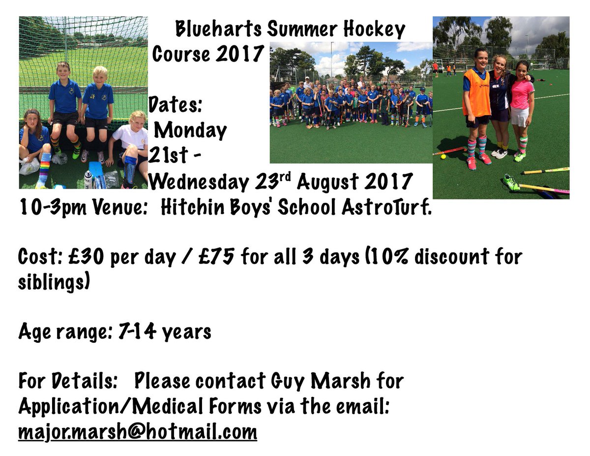 Blueharts's tweet photo. Second junior summer hockey course kicks off next week #getinvolved #Hitchinsport #finalplaces https://t.co/DB2DBomt4n