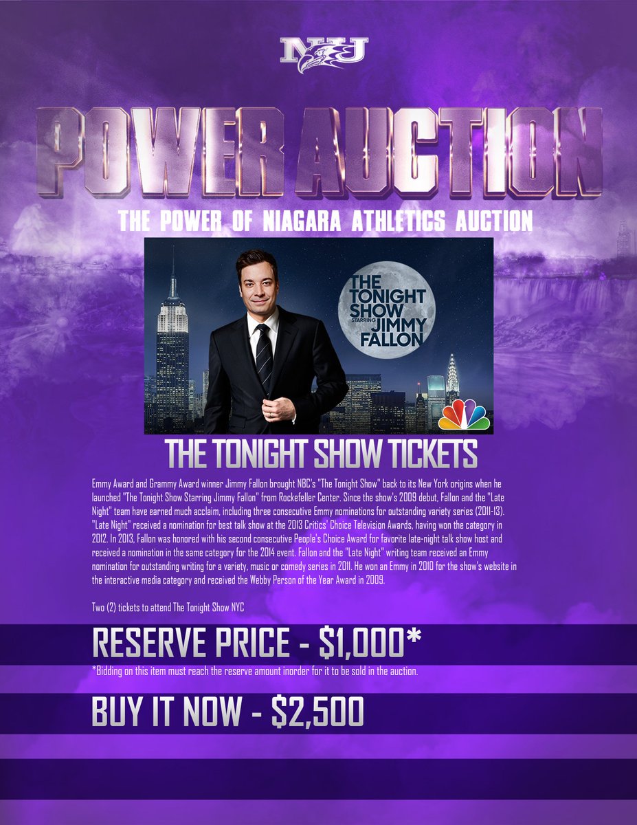 NiagaraNzone's tweet photo. Now is a good time to check out the Power Auction and sign up to win tickets for the Tonight Show and an exclusive shooting event!
#GoNU https://t.co/xH7GYrY1H6