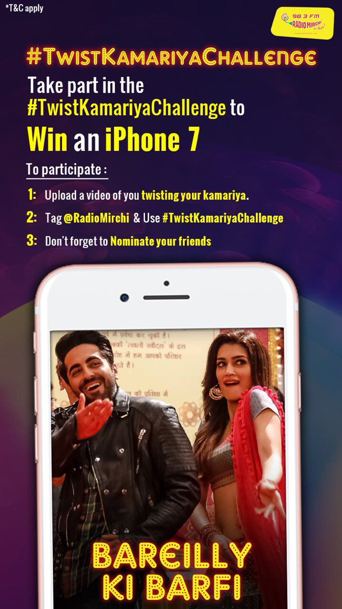 AdorableFool's tweet photo. Kamar ko twist karte karte jeeto Iphone7. Take the #TwistKamariyaChallenge Now!! #RadioMirchi https://t.co/OqmBS76Kt3