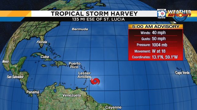 T.S. Harvey drenching the Windward Islands, here is the new advisory. https://t.co/PMnGfbSfKk