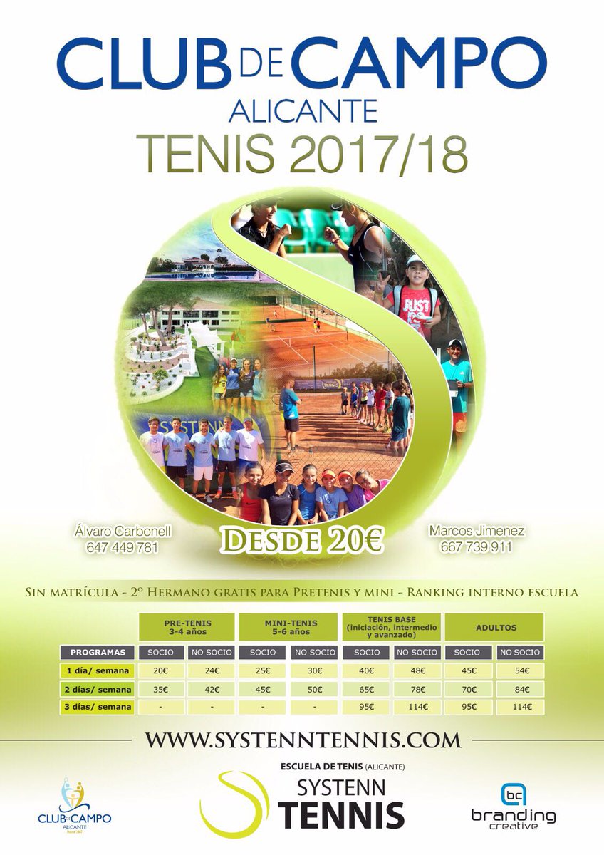 clubdecampoALC's tweet photo. ¡Abierto el plazo de matrícula para nuestra escuela de tenis! #tenis #deportes #formación #Alicante https://t.co/h6FyAb0rRU