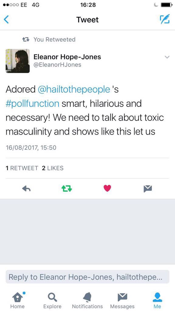 hailtothepeople's tweet image. @lyngardner we'd love to invite you along #PollFunction @ThePleasance! Here's what our audiences have had to say so far! #newwriting