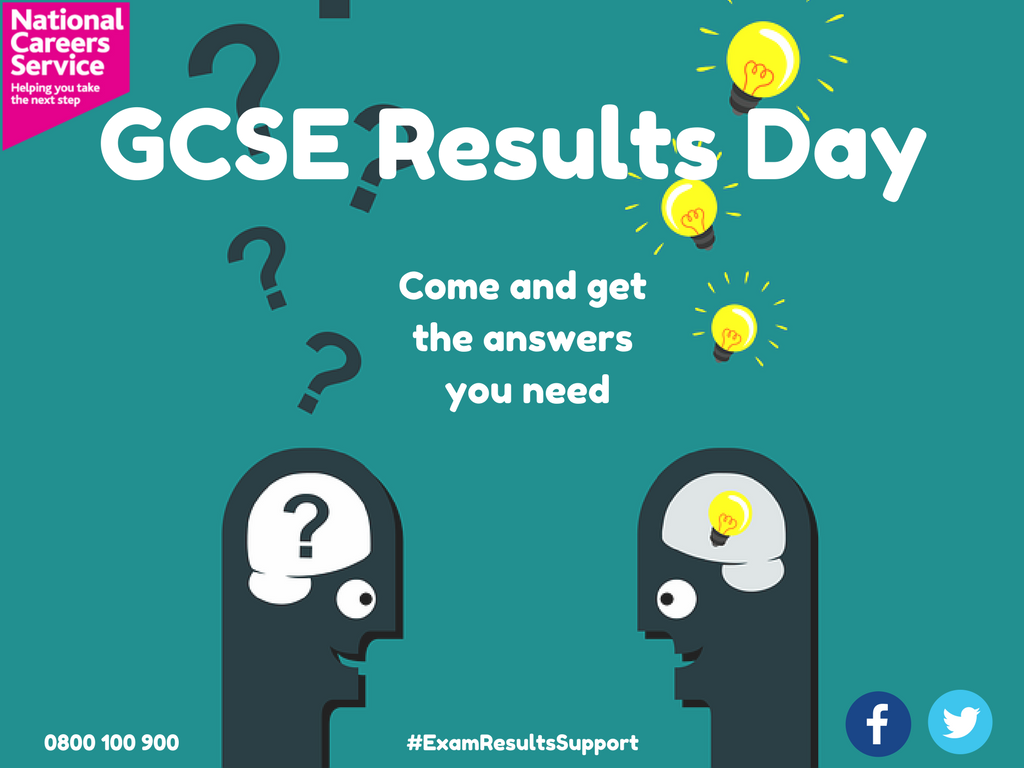 NationalCareers's tweet photo. You’re not alone on GCSE Results Day. Free &amp; expert advice available on 0800 100 900 &amp; live on Twitter #GCSEResults https://t.co/wxYS1A26dO