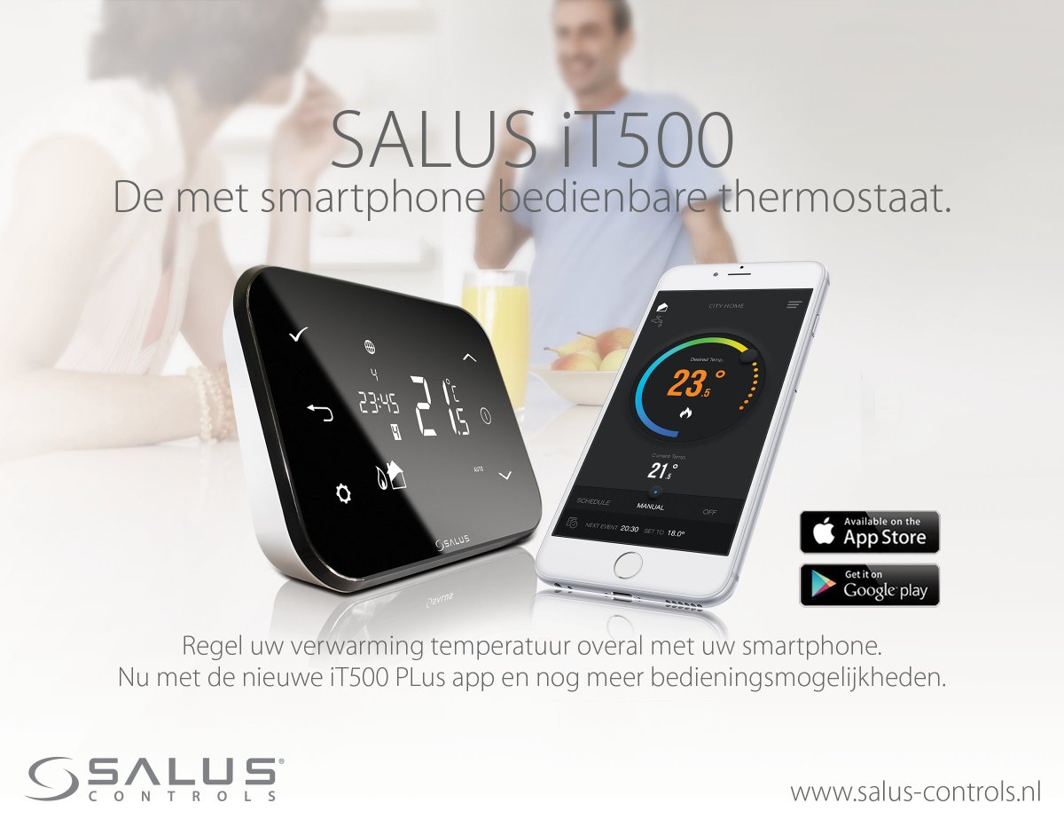 De iT500 meldt u als u zich binnen een bepaalde afstand van uw huis bevindt, zodat u de temperatuur kunt instellen voordat u thuis bent!