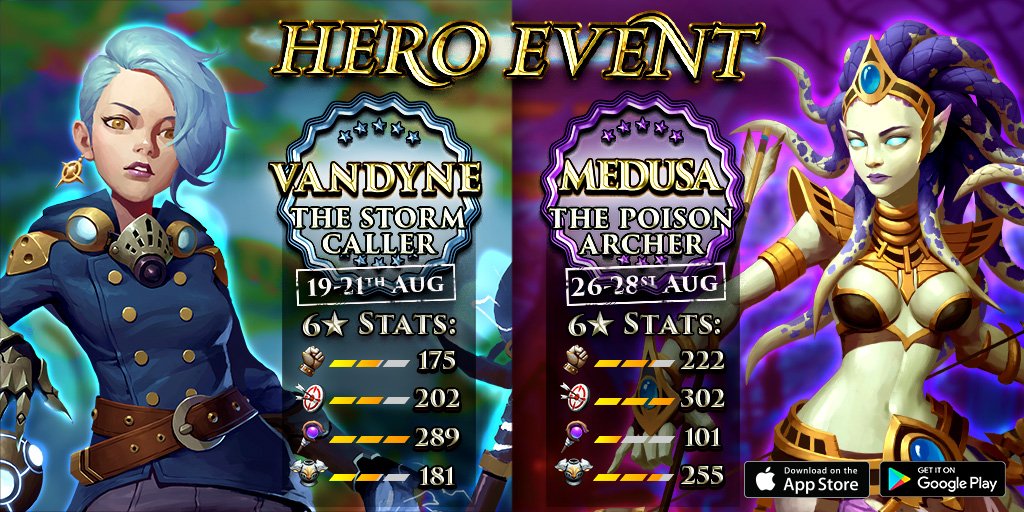 HoSkyrealm's tweet photo. Summon #Vandyne this weekend during the #HeroEvent and defeat the Unbroken Army! Enter【CallTheStorm】for potions. https://t.co/WDP5dbB5MT