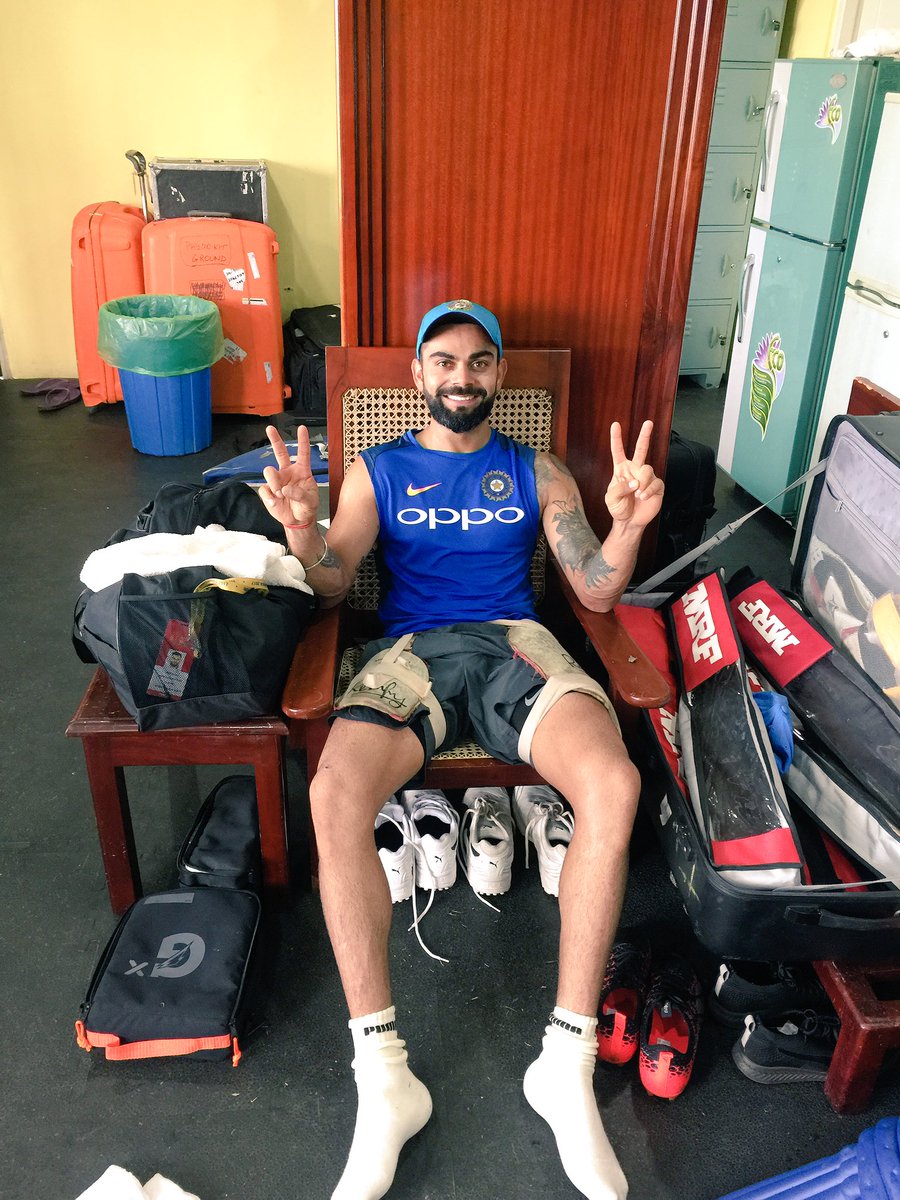 Few things never change - only the legend grows. #ThisDayThatYear In 2008, @imVkohli sat on this very chair during his debut game #SLvIND