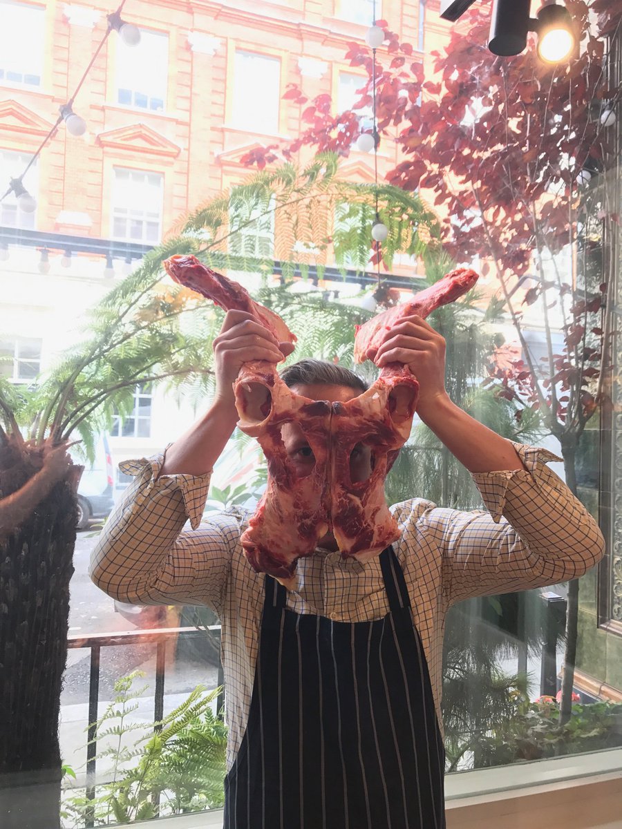 Spot the meat enthusiast hiding behind his beef mask in our Covent Garden butchery… Wagyu meets Wicker Man…