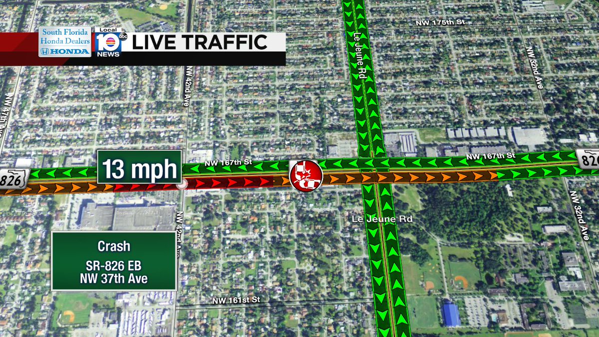 Crash on SR-826 EB at NW 37th Ave #traffic https://t.co/Q9i2zqt1P6