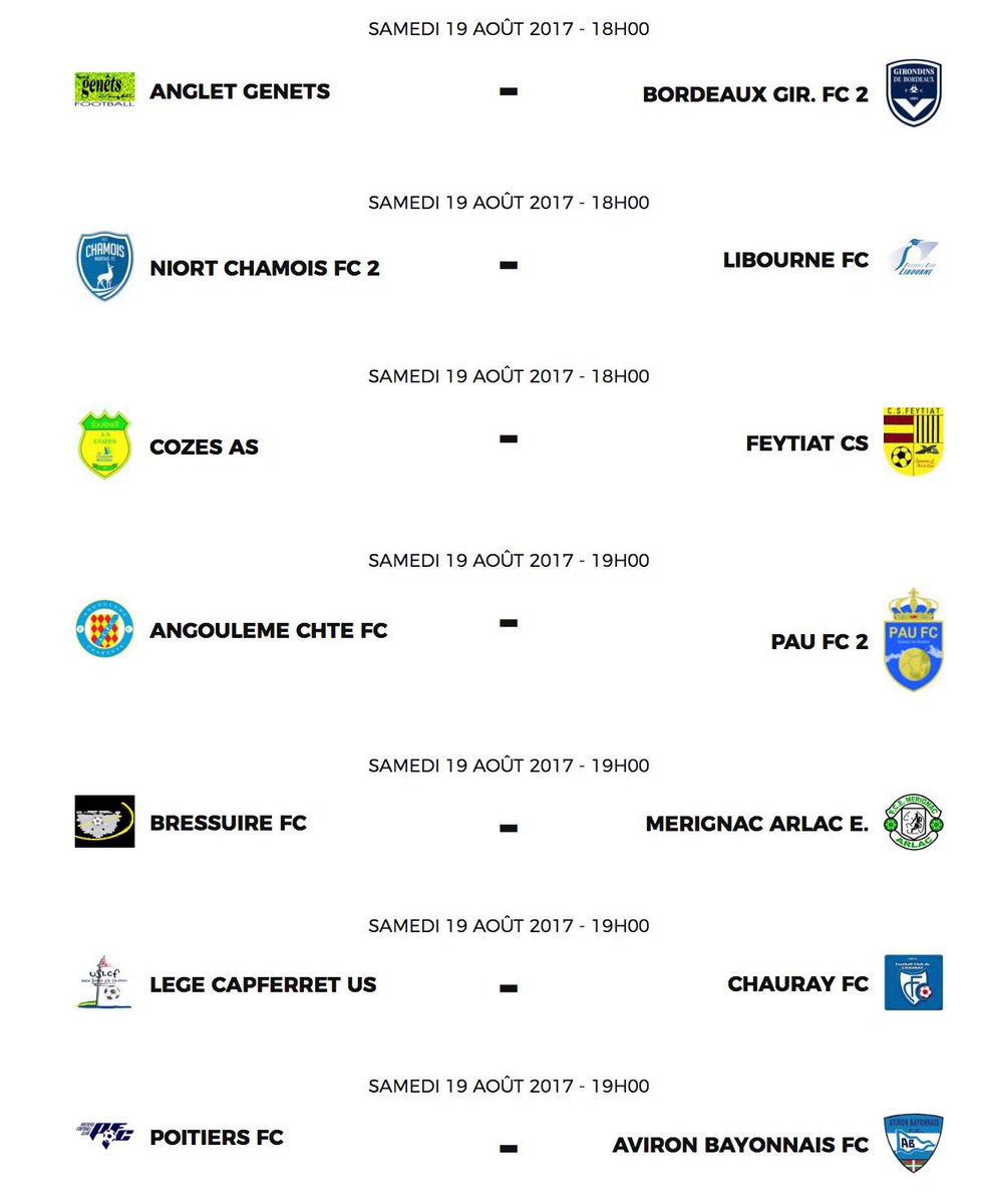 LigueFootballNA's tweet photo. #N3 C'est la reprise pour notre poule de #N3 ! La #LFNA souhaite une excellente saison à tous ces clubs 🙌🏼⚽️💪 cc @FCPoitiers @abfc_officiel https://t.co/Wcqp0OxSOz