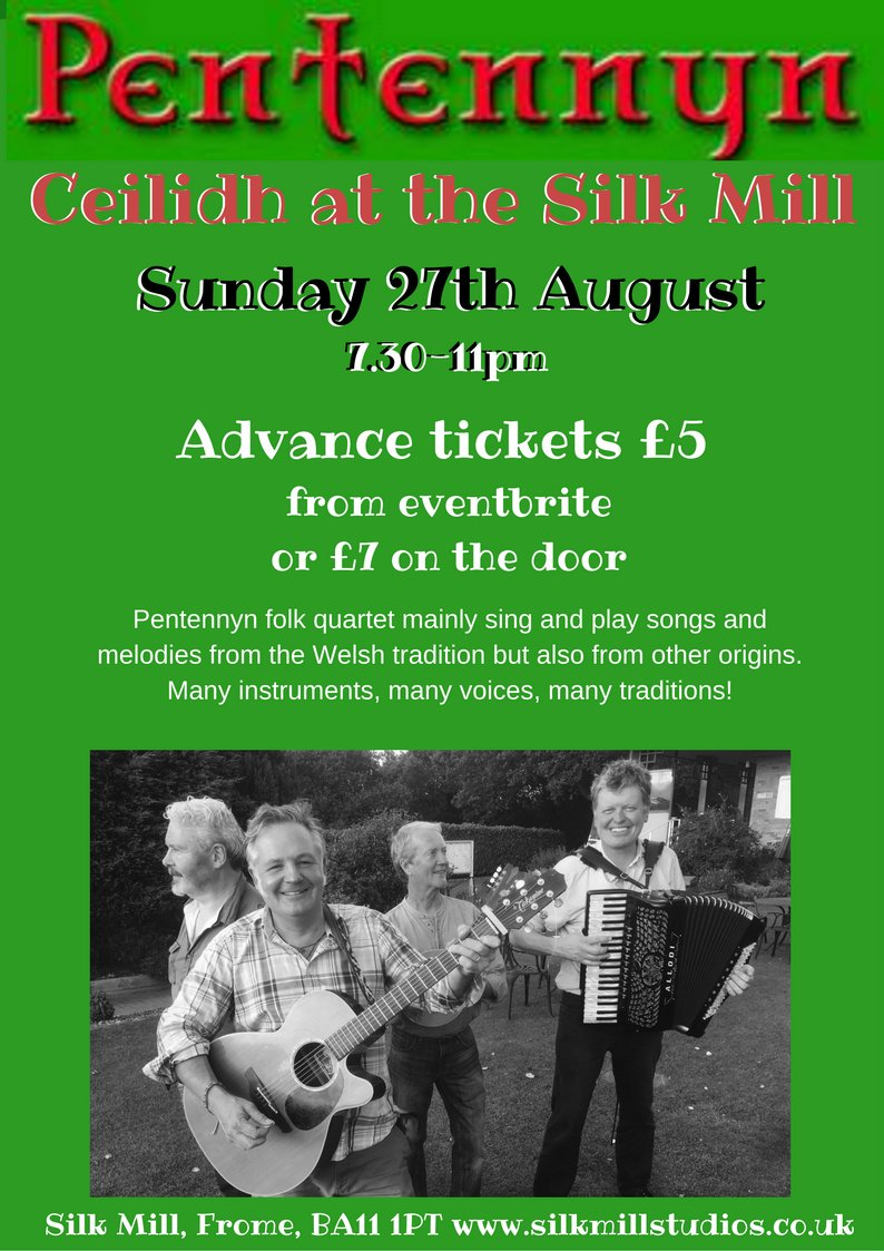 Silk Mill (@silkmillstudios) on Twitter photo #folk #band #pentennyn playing for a #ceilidh #barndance at Silk Mill on Sunday 27th August. Tickets from <a href="/eventbrite/">Eventbrite</a> £5 advance £7 on door #folk #band #pentennyn playing for a #ceilidh #barndance at Silk Mill on Sunday 27th August. Tickets from <a href="/eventbrite/">Eventbrite</a> £5 advance £7 on door