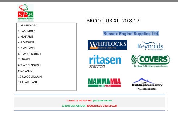 bognorcricketcc's tweet photo. Chairmans XI v Club XI Teams
#fewsendoffs #clubrivalry #oldboys #younggun https://t.co/MaDvGxB8W7