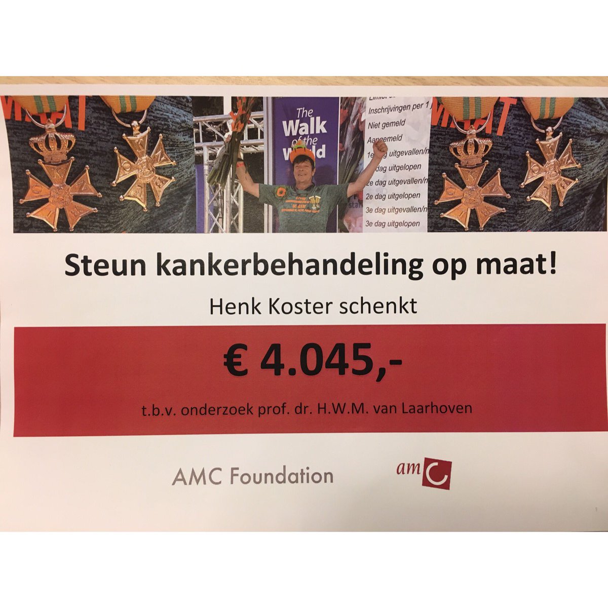 DokterKoster's tweet photo. 200 km wandelen leidt tot mooie bijdrage van #lief aan belangrijk onderzoek #4d17 #vierdaagse #4daagse #4dgld @dgnijmegen @AMC_GIOCA @AMC_NL https://t.co/h9zMLhHhZL
