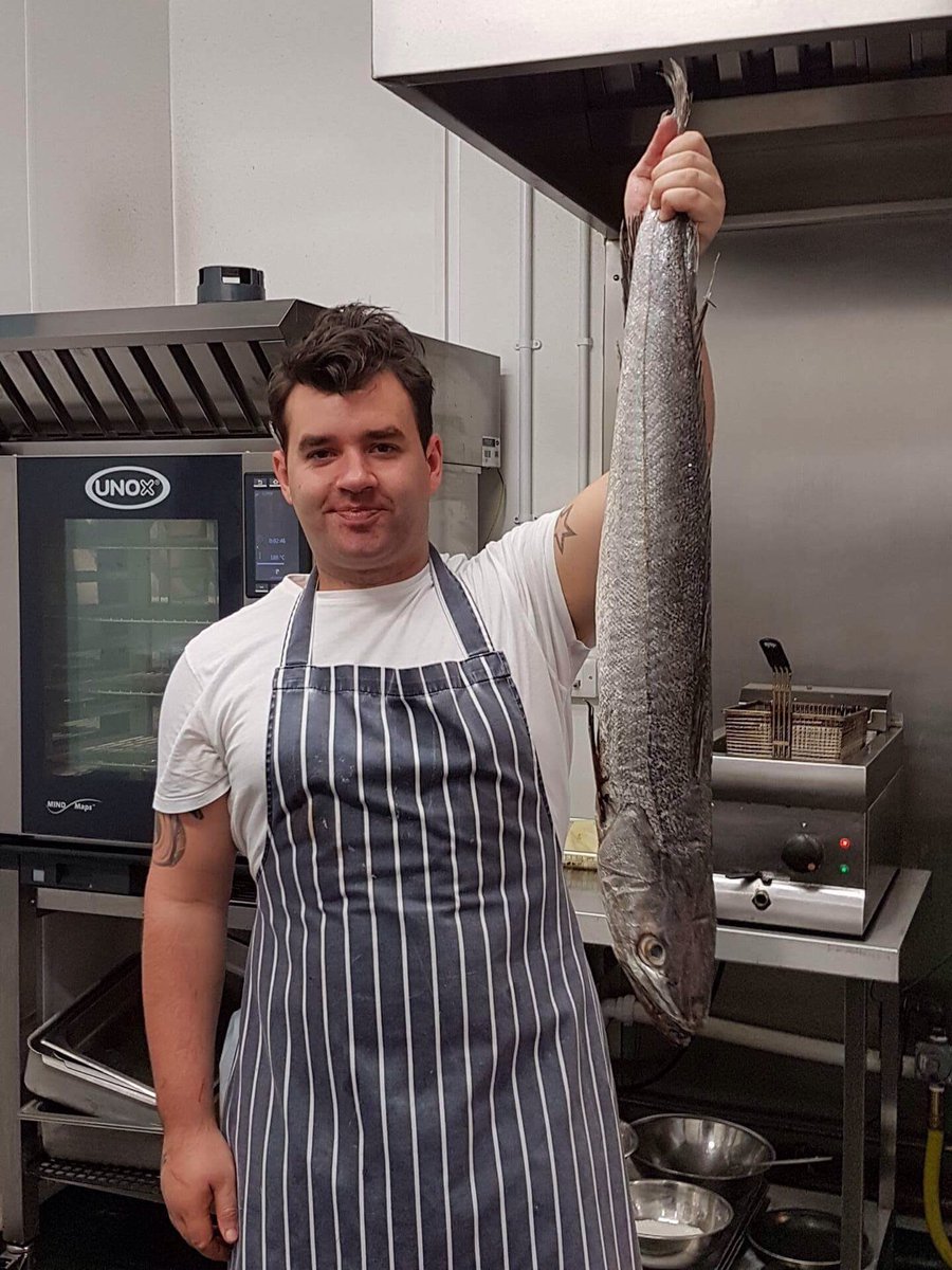 Thanks <a href="/mjwhitefish/">m.j.whitefishmongers</a> almost bigger then me! <a href="/UnoxUK/">Unox UK Ltd</a> your combi oven photo bombed me!!! Amazing fish @_GALERI_ beautiful hake!!! #food #wales