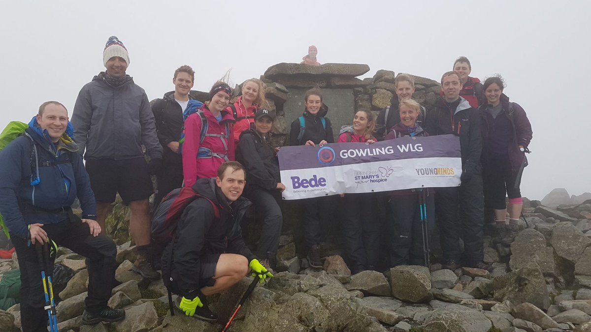 Our #charity walkers have completed 7 of their #24Peaks Lakeland Challenge. The top of #ScafellPike! @bedehouse @brumshospice @YoungMindsUK