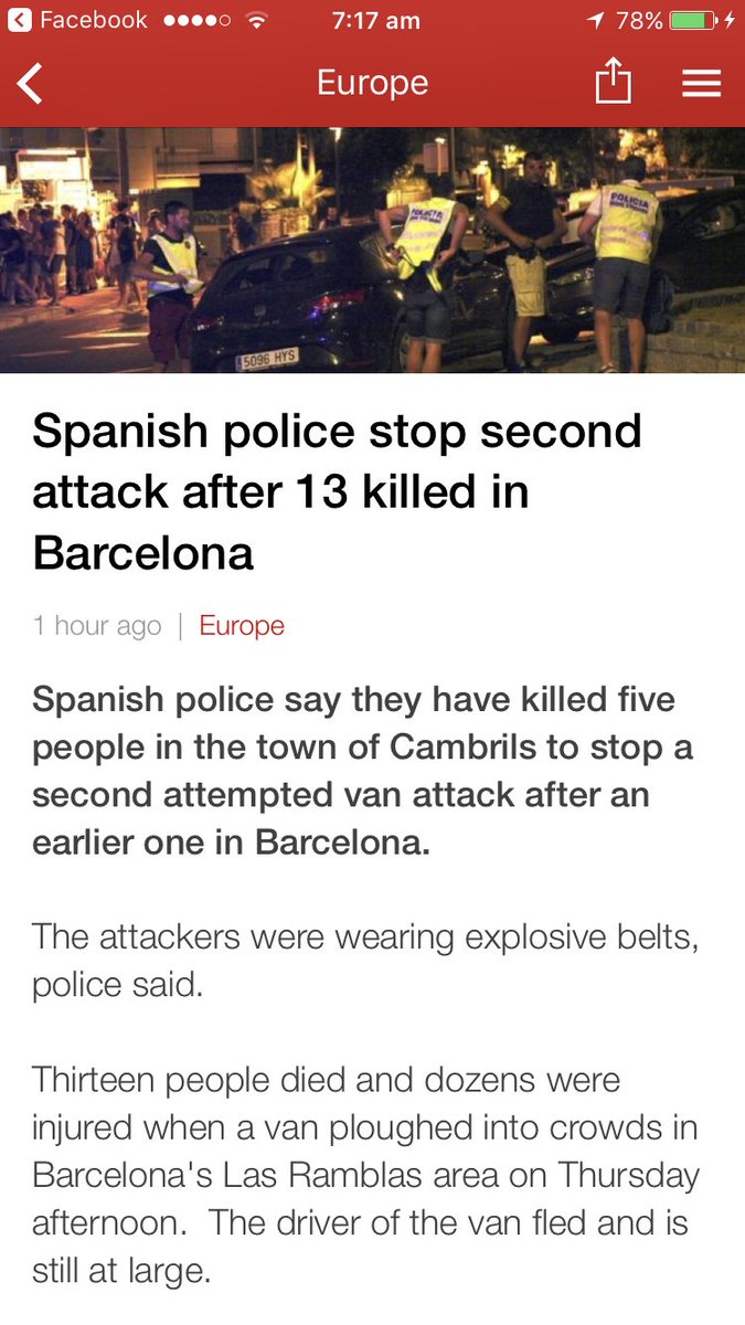 LivReid1's tweet photo. So scary, I was in Cambrils on Sunday 😳 https://t.co/FhsjjIowGg