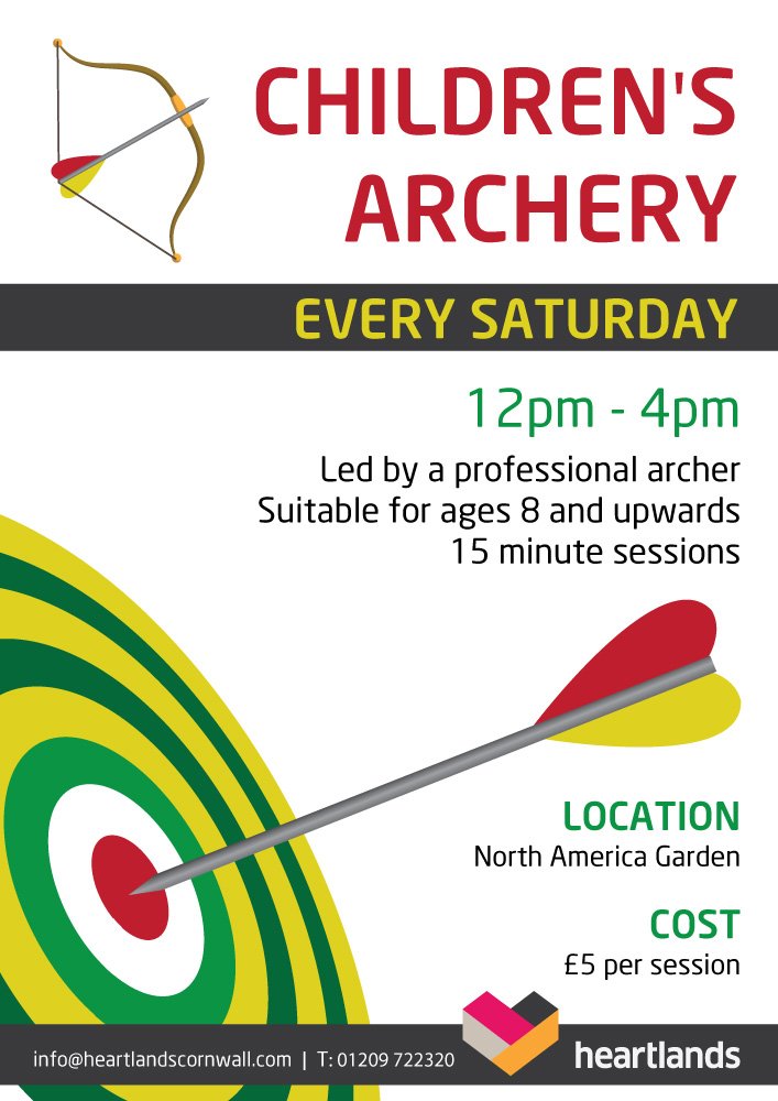 Children's Archery Sessions <a href="/heartlandsuk/">Heartlands Cornwall</a> every Saturday 12-4pm. Discover you inner Robin Hood! <a href="/C365WhatsOn/">Cornwall 365 What's On</a> <a href="/ILoveCornwallUK/">Visit Cornwall</a> <a href="/CornishLocal/">Guide to Cornwall</a>