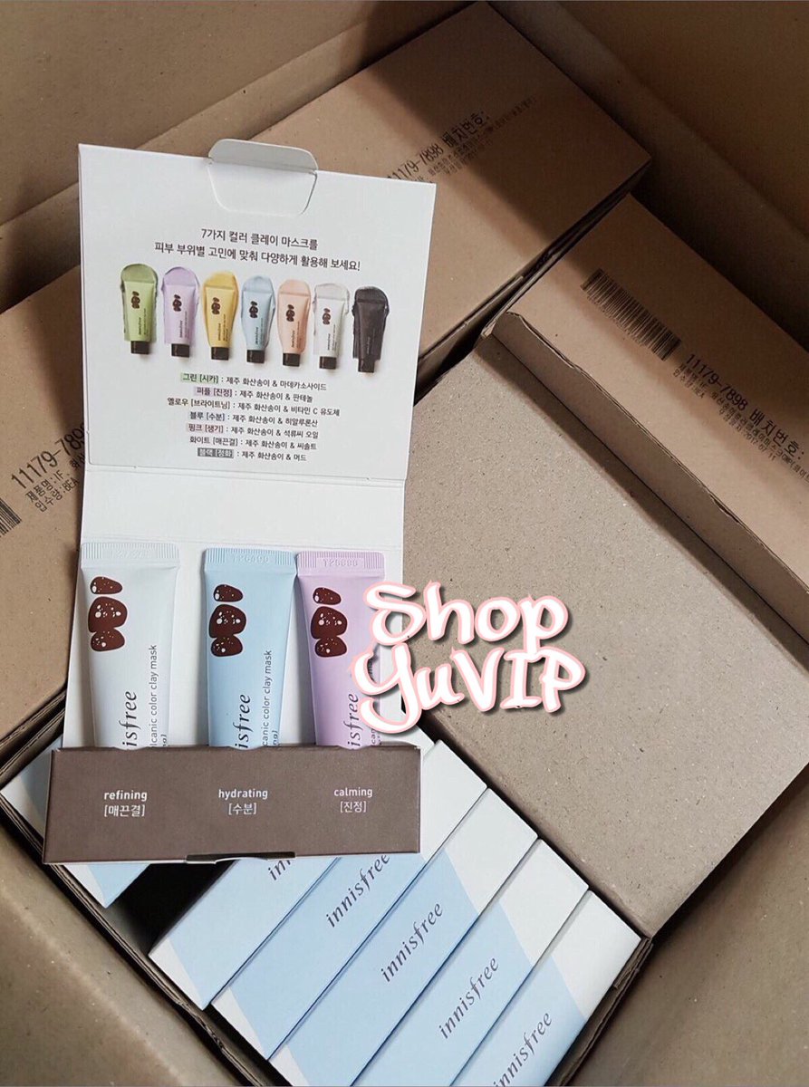 ShopYUVIP's tweet photo. 🍑พร้อมส่ง innisfree Jeju Volcanic Color Clay Mask Kit ขาว ฟ้า ม่วง 💐เซ็ตละ 230฿ ✨ของแท้นะคะ สบายใจหายห่วง 👍 #YUinstock https://t.co/GtfgIuE7ZM