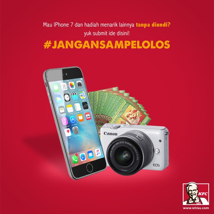 KFCINDONESIA's tweet photo. Mau dapetin Iphone 7? Yuk ikutan kuis KFC dengan submit ide kreatif kamu di: https://t.co/s62ftEmbSc https://t.co/C3l22pUT4F