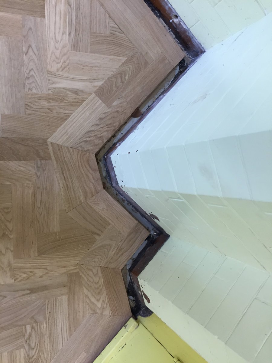 cmtflooring's tweet photo. Some nice perimeter cuts at Bounville School @cmtflooring #parquetblock https://t.co/UjRMF7TjB2