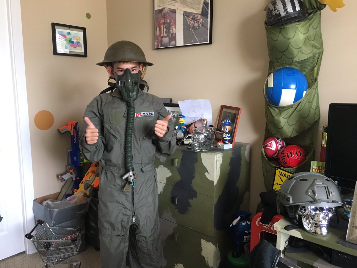 Ian_A_MacDonald's tweet photo. #TeamMacDonald offers big thanks to #TeamAoki for the helmet and mask additions to the boy's military collection! https://t.co/btKptgrO9n