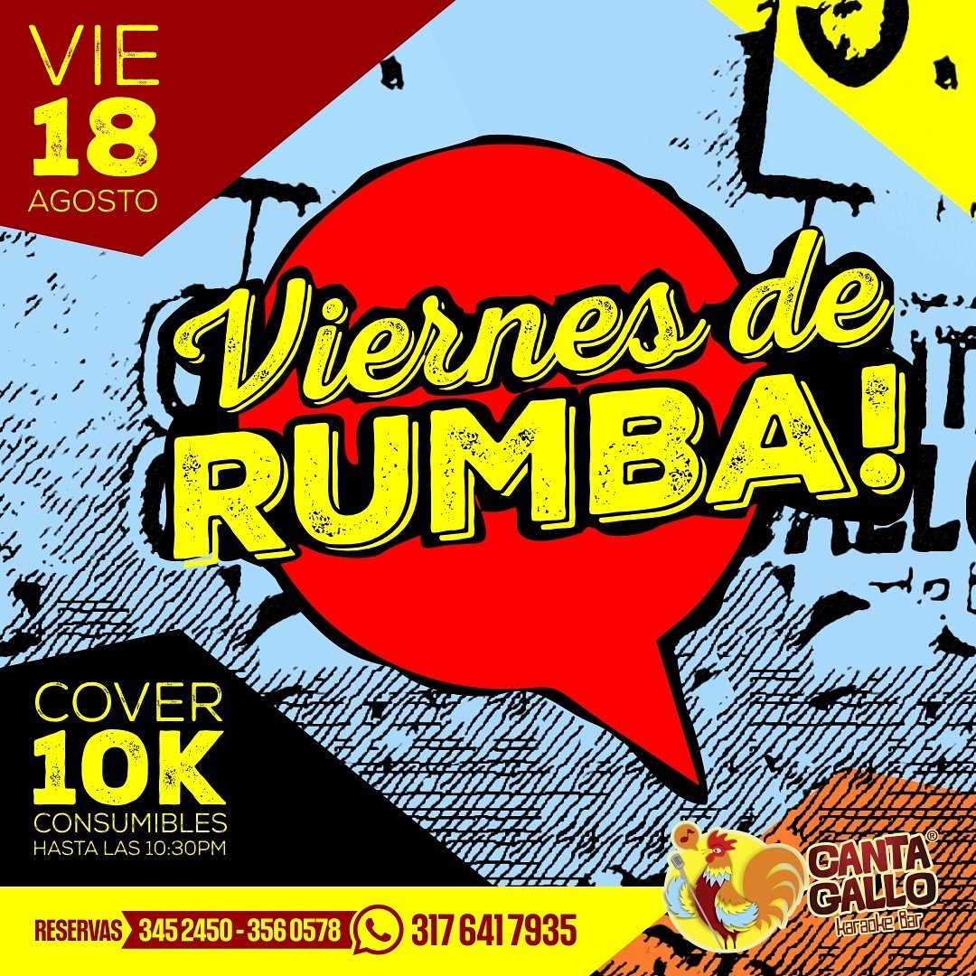 cantagallobar's tweet photo. Es VIERNES y el cuerpo lo sabeee!!!
Cover 10K consumibles hasta las 10:30pm
Rumba +Música en Vivo + Karaoke #Barranquilla #ViernesDeRumba https://t.co/IuK2Gux7qQ
