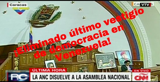 Laura_Ch's tweet image. Eliminado último vestigio de democracia en #Venezuela
@OEA_oficial debe sesionar, gobiernos romper lazos diplomáticos y acentuar sanciones.