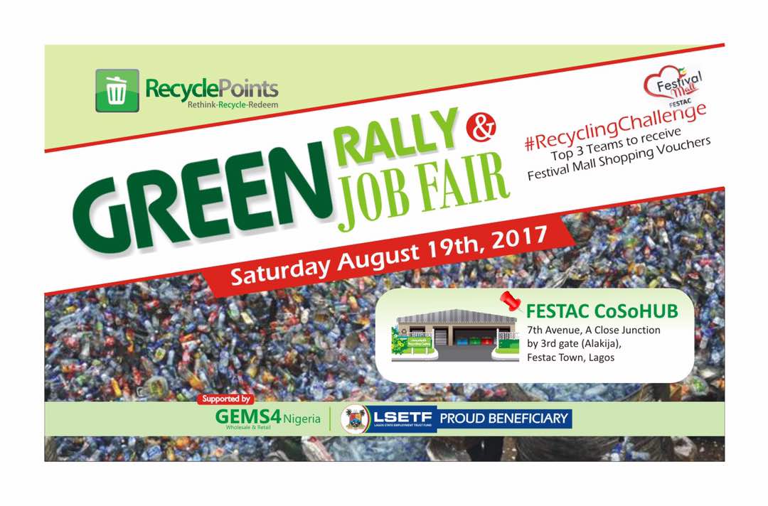 charitychaste's tweet photo. Don't miss this opportunity to express your Personal Social Responsibility, join .@RecyclePointsNG  #FESTAC #RecyclingChallenge ♻️19/08/2017 https://t.co/NIImAtemMz