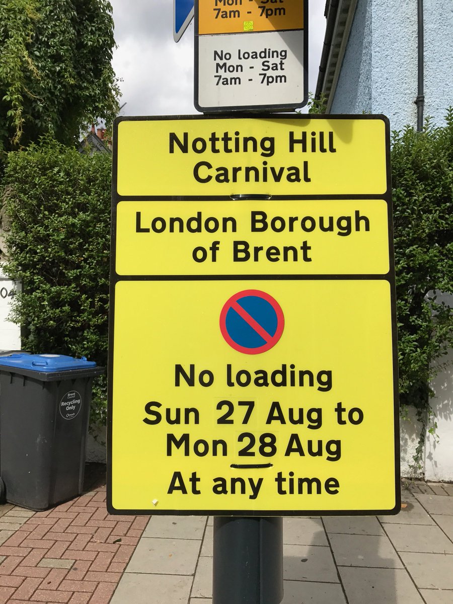 Carnival Signs going up on the Harrow Road Kensal 
Remember New KG cpz in operation Sat Sun Mon Carnival weekend
