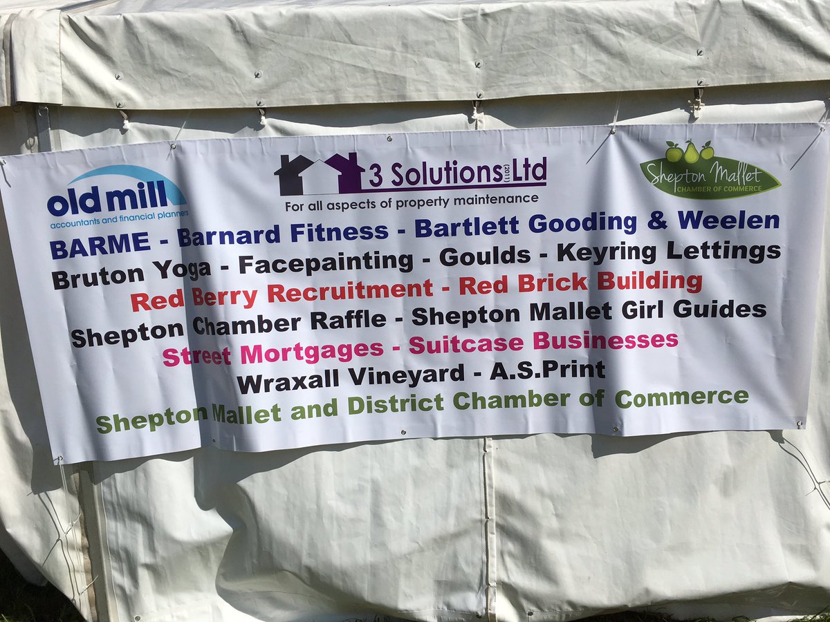 Setting up at the <a href="/MidSomersetShow/">Mid-Somerset Show</a> - our banner is up thanks to A S Print which features all the fab businesses exhibiting on Sunday!