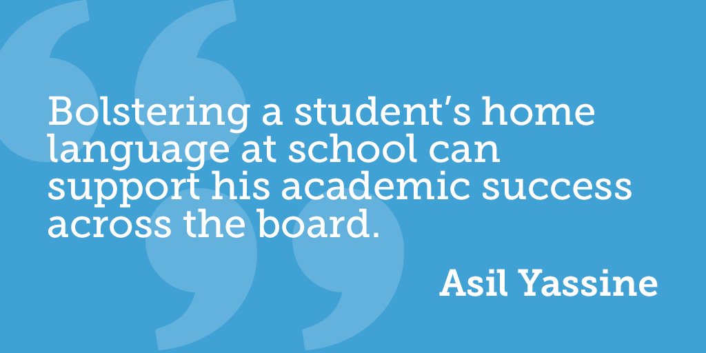 DigitalPromise's tweet photo. Ask a Researcher shares tips from @HGSE’s @AsilYassine on fostering bilingualism in schools: https://t.co/oPI0UtHGXG #researchatwork https://t.co/LMaYa1MNha