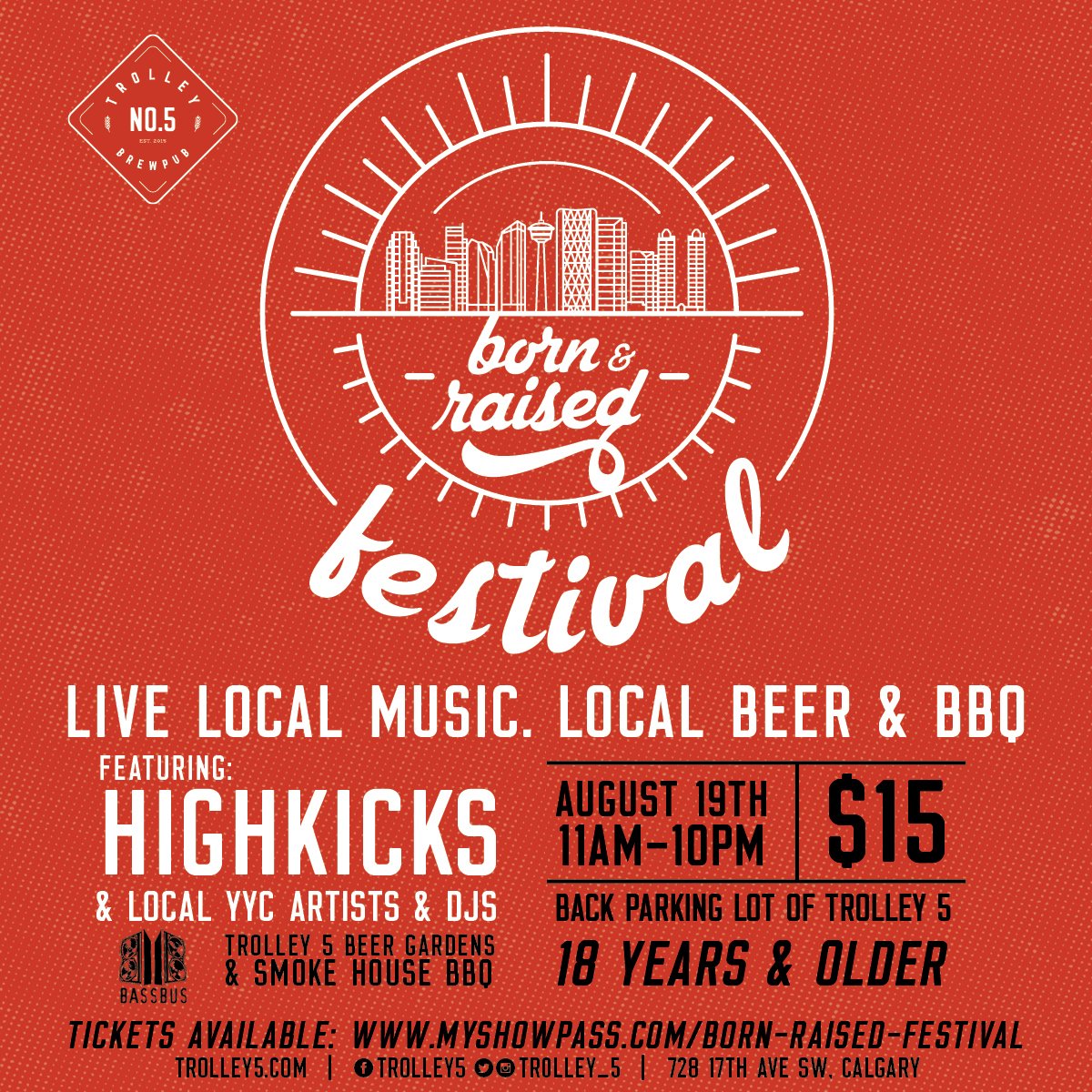 Trolley_5's tweet photo. One more day until our 1st Born &amp; Raised Festival! Join us for a Saturday filled with local live music, local beer gardens &amp; local bbq! #yyc https://t.co/xqagycH93V