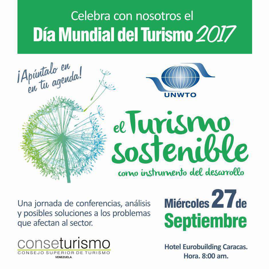 conseturismodia's tweet photo. En Venezuela celebraremos una vez mas el #DiaMundialdelTurismo con el tema Turismo Sostenible, el 27Sep en el Eurobuilding CCS @conseturismo https://t.co/QlXFc4LYSl