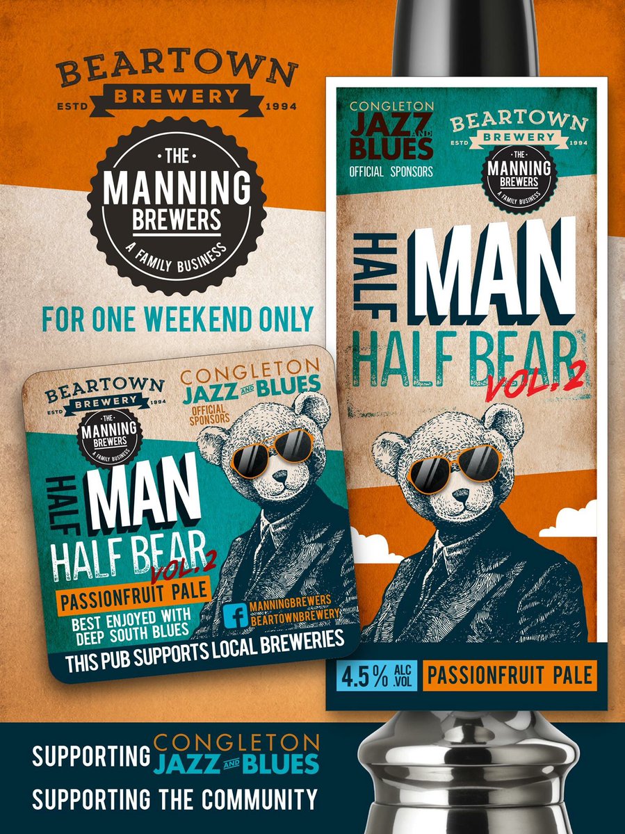 #HalfManHalfBear V2 4.5% Passionfruit Pale ... Tasty lil' collaboration with <a href="/ManningBrewers/">The Manning Brewers</a> for #CJAB #CongletonJazzAndBlues Festival!