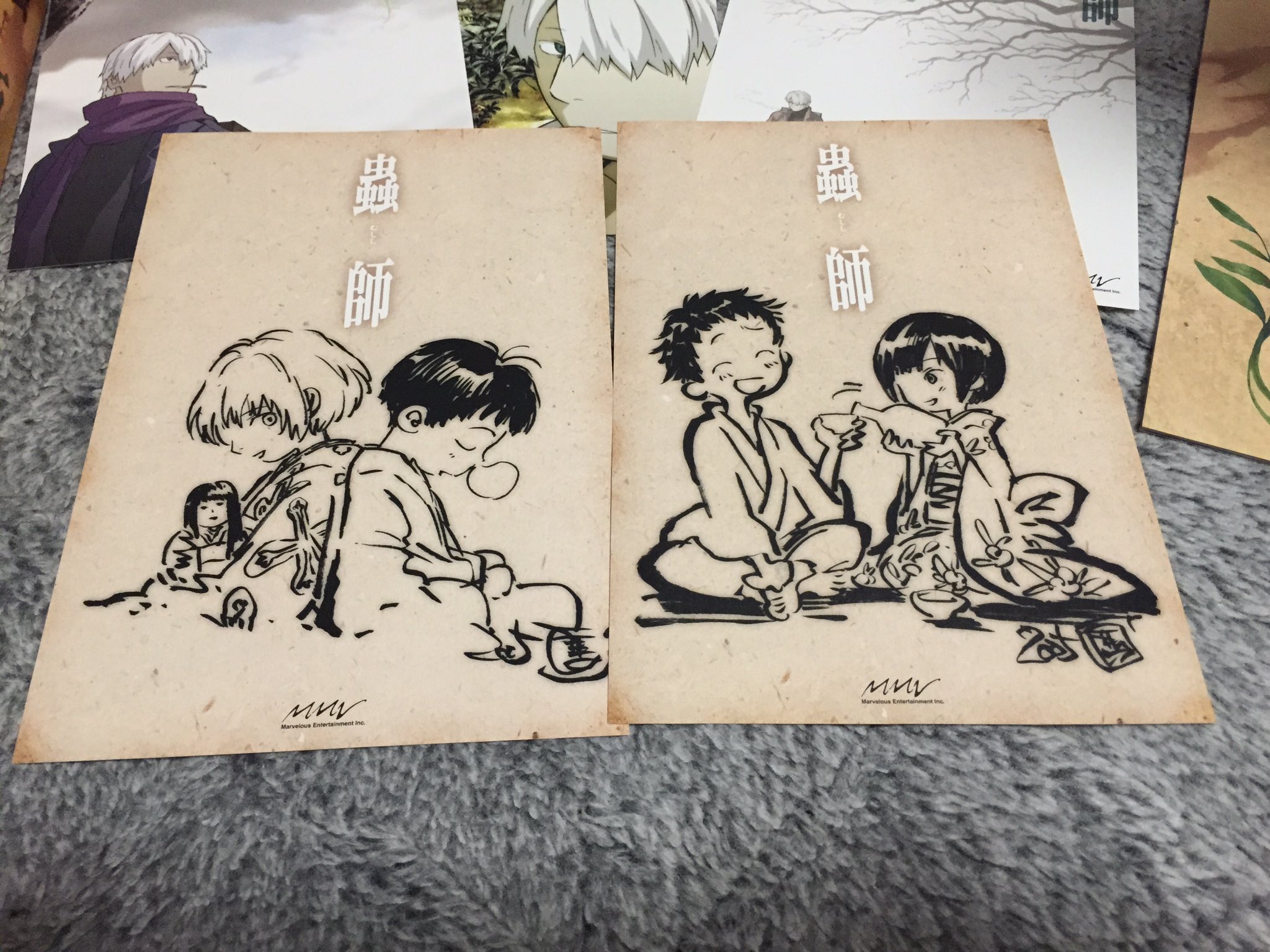 金竟嘉音 衝動買い 蟲師 初回限定特装版 第一集 特典 Dvd 2枚 設定資料集 ポストカード 注目の2枚 全体通して好きなキャラ 右 五百蔵しんらと廉子ばあちゃん 年の差萌え 左 スイとビキ スイちゃんかわいい パッケージ裏