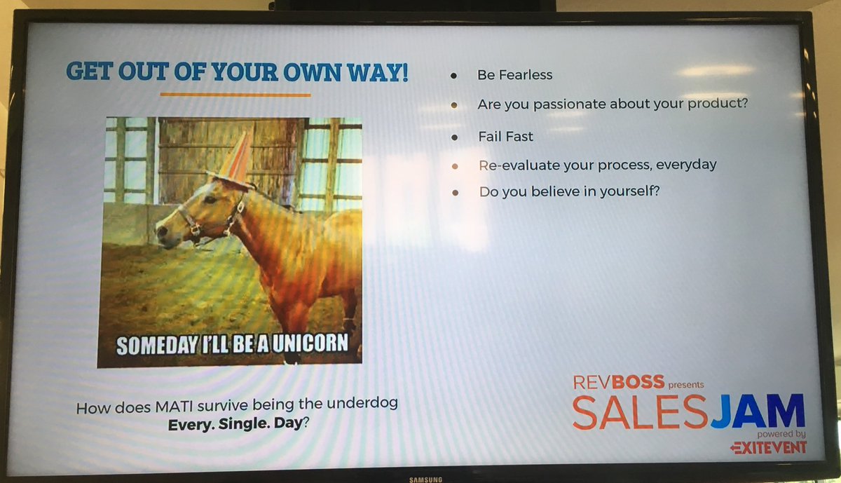 KateLewisNC's tweet photo. Get out of your own way, believe you can be a unicorn @drinkmati #salesjam 🦄 https://t.co/ZWsbYVVIsE