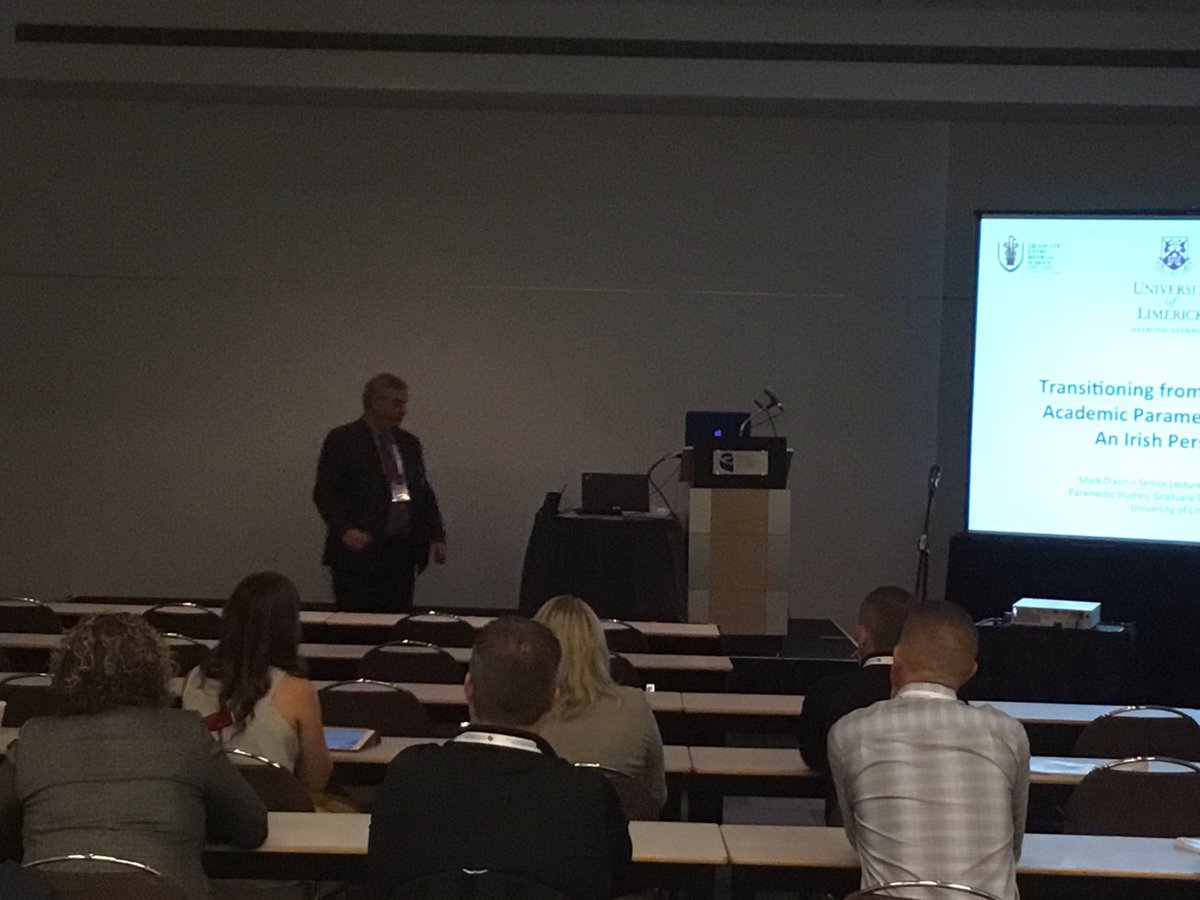 PAC_Expo's tweet image. Mark Dixon speaking on Transitioning from Vocational  to Academic  Paramedic  Education  – An Irish  Perspective at #PACE2017