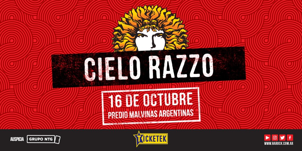 barockar's tweet photo. ⚡️CIELO RAZZO ⚡️#espiritubarock #vuelveelbarock #separtedelahistoria
Entradas: @TicketekAr https://t.co/dCGhTt5gpL