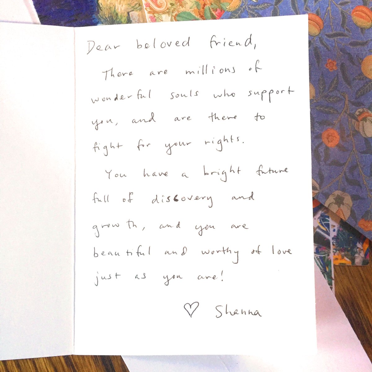 HopeNAnEnvelope's tweet photo. “Dear beloved friend, there are millions of wonderful souls who support you, and are there to fight for your rights.” #HopeInAnEnvelope https://t.co/Wn1Qqxzhjn