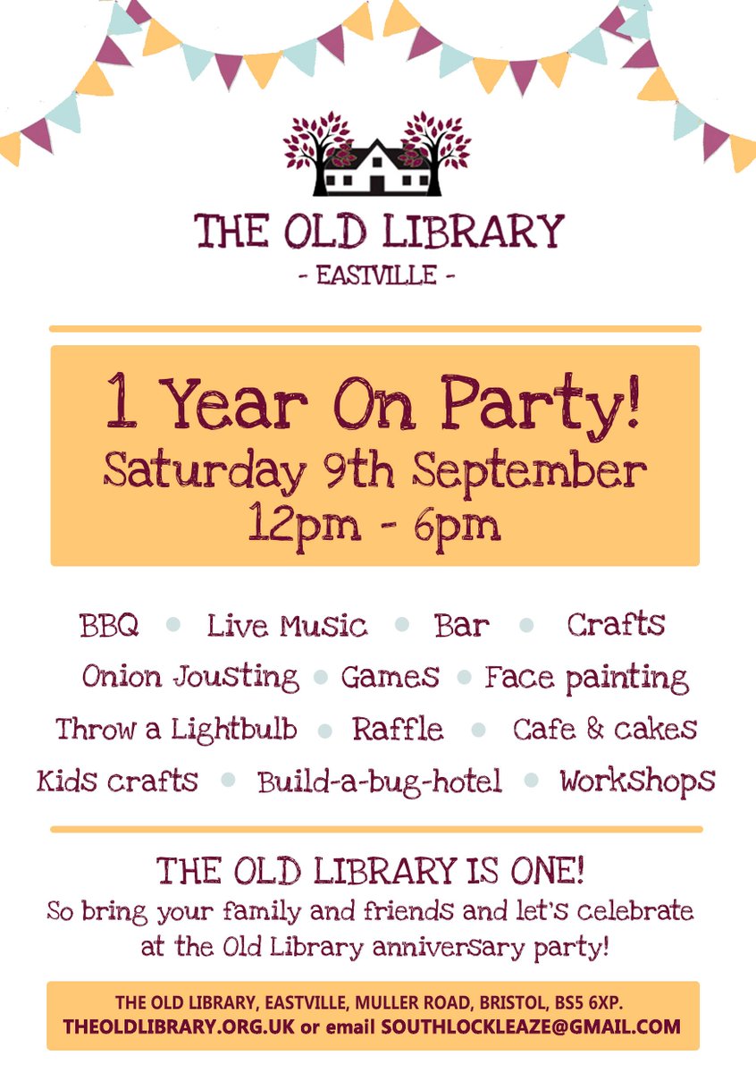 <a href="/EdibleBristol/">IncrEdibleBristol</a> Almost 1 year since opening the 100% volunteer run Old Library, Eastville! IE, do come celebrate with us on the 9th Sept!!!