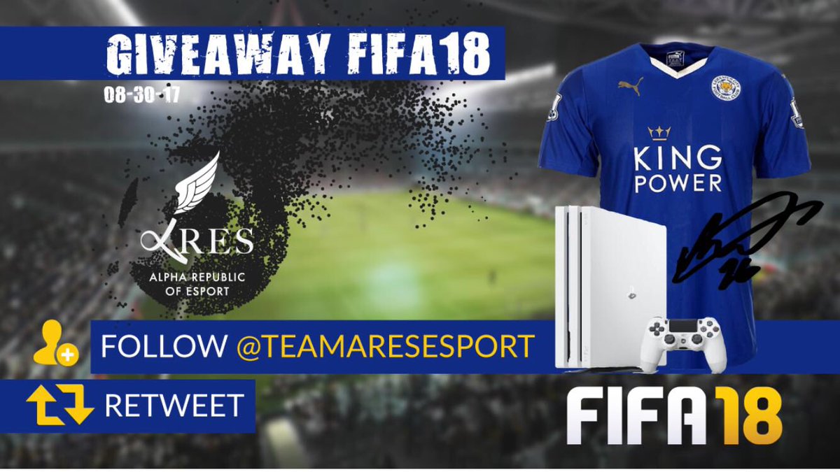 Mahrez22's tweet image. Win your PS4 + FIFA 18 + 1 JERSEY FOLLOW @TeamAresEsport . Retweet to ENTER the GIVEAWAY . Winner will be randomly drawn 08/30/18