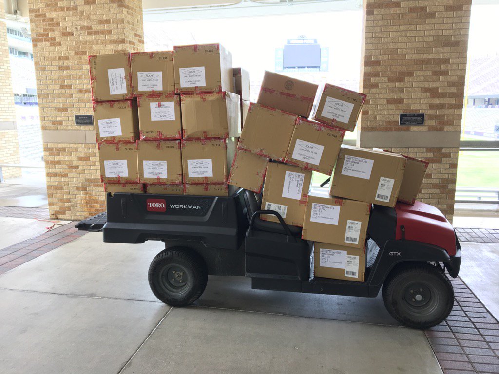 TCUEquipment's tweet image. @usnikefootball @Nike thanks for the delivery of shoes. #fullstackfriday