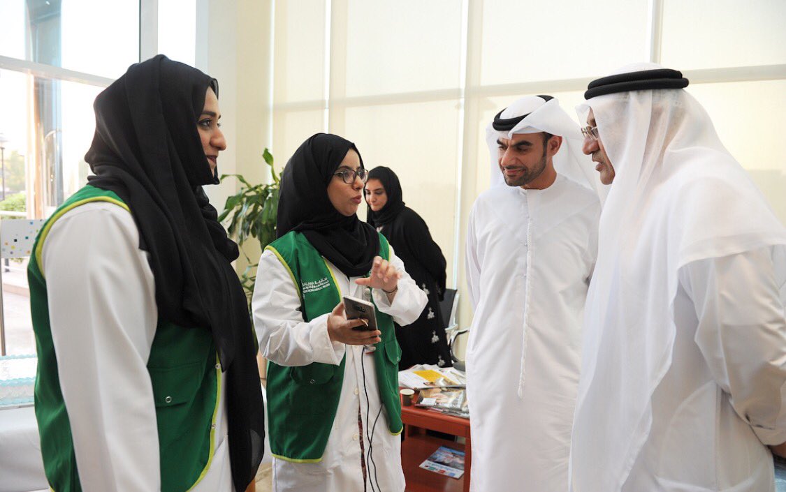 DHA_Dubai's tweet photo. H.E.Humaid Al Qutami with Mr.Younus Al Nasser,CEO of Dubai Data during their inspectional tour of Nadd Al Hamar Health Center #SalamaProject https://t.co/l3zghITcxQ