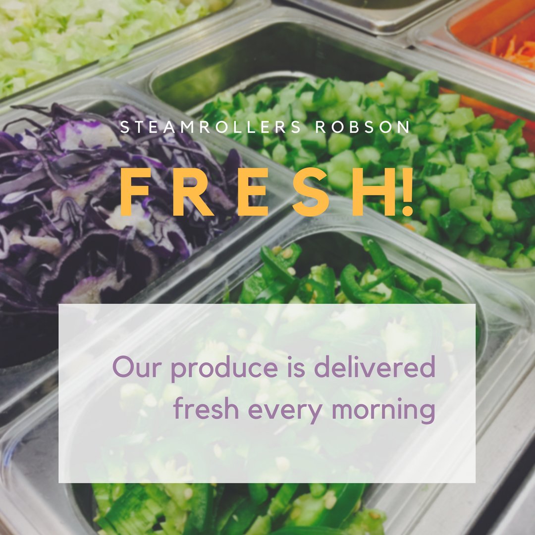 SteamiesRobson's tweet photo. Fresh! Our produce at #steamrollersrobson is delivered daily from our local suppliers. https://t.co/h2Zf5khWA7