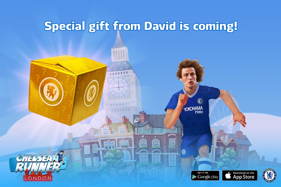 ChelseaFCRunner's tweet image. TGIF! @DavidLuiz_4 has a special gift 🎁 for you #ChelseaRunner #CFC