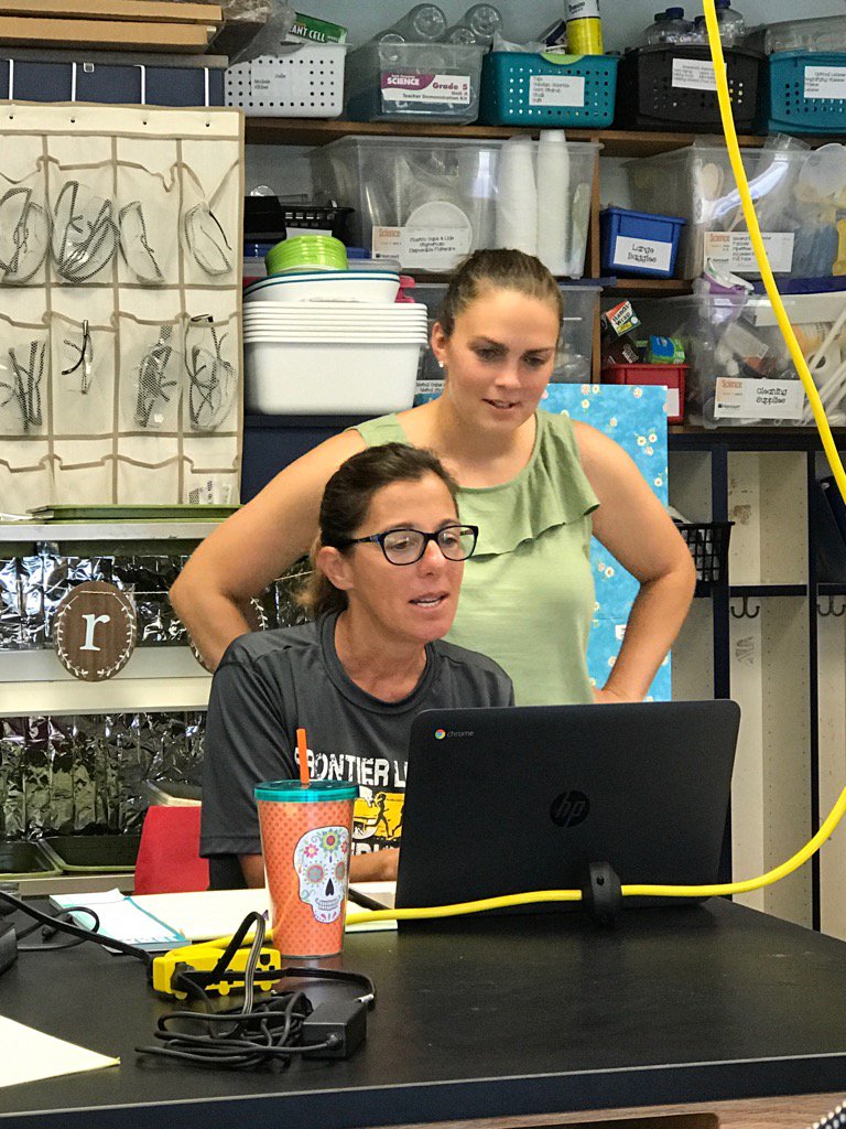 CiTiEdTech's tweet image. Sandy Creek elementary science/social studies teachers working on Google Classroom &amp;amp; Chromebook implementation.