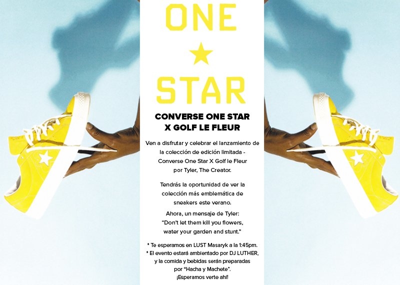 itsdopemedia's tweet photo. El #OneStar tiene un nuevo mejor amigo. Mañana 1:45 pm en #LustDF #Masaryk @Converse x @tylerthecreator https://t.co/ni0NVqtAUe