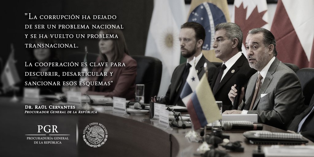 FGRMexico's tweet photo. La corrupción ha dejado de ser un problema nacional y se ha vuelto transnacional. La cooperación entre fiscalías es clave para sancionarla. https://t.co/UfDVDIlo25