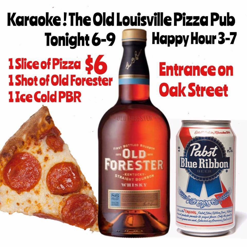 DjCrafty502's tweet photo. Tonight at The OL Pizza Pub! *$6 Slice, Oldfo, &amp; Pint * Karaoke w/Chill~Will * Bartending 2NT @RThornewill * 1201 S 1st * Oak St Entrance https://t.co/D9v9yE0ysX